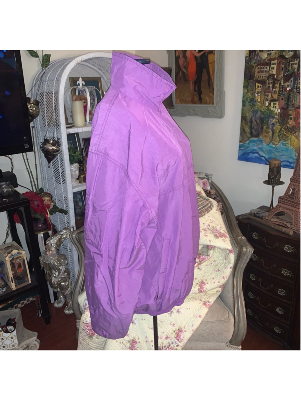 Vintage Great Athletic Sports Jacket size large Purple Full Zip - Picture 9 of 10